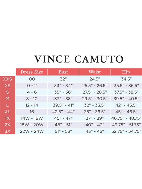 vince camuto size chart|vince camuto dress size chart.